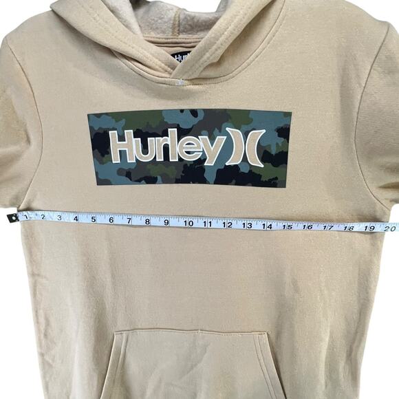 Hurley Hoodie Sweatshirt Youth XL Tan Kangaroo Pocket Camo Logo Surf Skater NEW - Picture 5 of 13